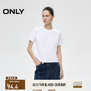 ONLY2025秋季新款簡(jiǎn)約舒適基礎純色圓領(lǐng)正肩短袖T恤女|125101058 A43 奶油白色 2XL (180) 96A