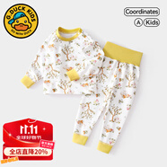 G.DUCKKIDS兒童純棉秋衣秋褲寶寶內(nèi)衣套裝嬰幼兒護(hù)肚睡衣高腰女童分體家居服 松鼠果果 【純棉 7A】 80 cm (開肩扣)