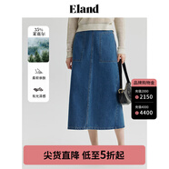ELAND衣戀牛仔半身裙女高腰大口袋寬松半裙夏季新款 牛仔色(55)Indigo M 165