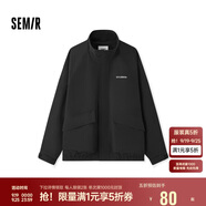 森馬外套男秋季三防格子肌理大口袋工裝上衣繡花夾克109524108110