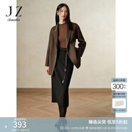 玖姿·安娜蔻商務(wù)通勤簡(jiǎn)潔氣質(zhì)百搭毛呢A字半身腰裙女2024冬款 素黑 L