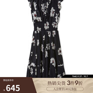 SNIDEL2025春夏新品優(yōu)雅印花荷葉邊小飛袖茶歇連衣裙SWFO252004 黑色花朵 M S (0)