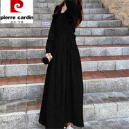 皮爾卡丹（pierre cardin）高個(gè)子長(cháng)裙到腳踝春秋超仙女裙子收腰及踝連衣裙175拖地超長(cháng)款 黑色 L 111-122斤