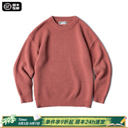 馬登工裝 美式復(fù)古重磅菠蘿紋粗毛衣加厚實(shí)圓領(lǐng)落肩休閑針織衫男 加州橙 2XL
