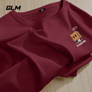 GLM220g重磅棉男t恤短袖夏季男生紙袋人潮流體恤高中生圓領(lǐng)半袖 【男220g純棉短T】棗紅#紙袋小人 M