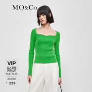 MO&Co.修身針織衫緊身針織衣極簡(jiǎn)風(fēng)毛衣摩安珂 萊姆綠色 M 165