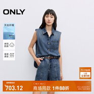 ONLY2025秋季新款假兩件無(wú)袖翻領(lǐng)連體短褲牛仔褲女|125176001 J34 390洗水牛仔藍 M