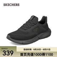 斯凱奇（Skechers）夏季男鞋新款輕便一腳蹬透氣網(wǎng)面休閑運動跑步鞋百搭慢跑鞋210281 全黑色/210281-BBK 41