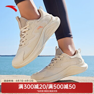 安踏（ANTA）女鞋跑步鞋女季革面輕便舒適運動鞋戶外慢跑鞋休閑鞋子 燕麥白/淺煙灰-5 37.5 37.5(235)