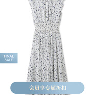 SNIDEL2025春夏新品優(yōu)雅印花荷葉邊小飛袖茶歇連衣裙SWFO252004 淡藍色 K M (1)