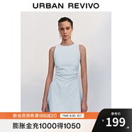 UR2025春季新款女摩登氣質(zhì)褶皺收腰顯瘦無袖連衣裙UYY750030 淡藍 M
