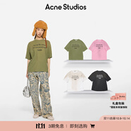 Acne Studios 經(jīng)典款 男女同款 徽標印花做舊1996短袖T恤CL0196 橄欖綠色 M -女 / S-男