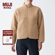 無(wú)印良品（MUJI）女式 彈力 長(zhǎng)毛抓絨 夾克 BBJ07A0A 短款外套 煙熏黃杏色 XS-S