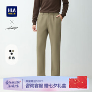 海瀾之家（HLA）休閑褲男裝24秋冬季新款輕商務(wù)時尚系列加厚保暖男士合體長褲子 HKCAW4W094A卡其3L 2XL /185建議84-88kg