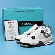 疾步（JIBU）aj4白水泥純原籃球鞋實(shí)戰耐磨冬季高筒版本男女鞋科比8代運動(dòng)鞋女 AJ4白水泥 36