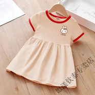 姒漾女童連衣裙新款夏季洋氣短袖寶寶超萌2025年新款兒童公 PI兔淺粉色 90 建議85公分左右