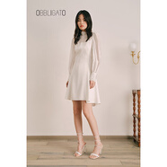OBBLIGATO奧麗嘉朵春季宮廷感鏤空刺繡連衣裙 本白 M