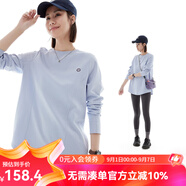 雲上生活【艾麗棉T】索羅娜解構設計感中長(cháng)款長(cháng)袖女T恤2025秋T0262 冰河藍 M 中長(cháng)款（建議100-115斤左右）