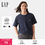Gap男女裝2025春季新款純棉logo短袖T恤簡約風(fēng)上衣 海軍藍(lán) 725620 S (165/88A)亞洲尺碼