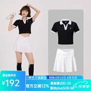 川崎（KAWASAKI）羽毛球服女神運動套裝女夏季短袖T恤運動裙繁花似錦運動服速干衣 B2996黑色+B2766白色 L