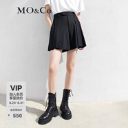 MO&Co.夏季高腰學院風百褶裙褲休閑褲MBB2SOTT22 摩安珂moco 黑色 S