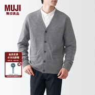 無(wú)印良品 MUJI 男式 美利奴羊毛可水洗V領(lǐng)開(kāi)衫長(zhǎng)袖針織衫男士毛衣冬季男款 灰色 S (165/84A)