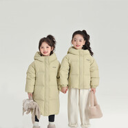 布丁Haru兒童服裝冬季服裝孩2024冬季新兒童多功連帽中長(cháng)三防 淺黃綠長(cháng)款 165 160碼建議身高155-cm