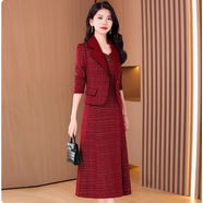 Homesee輕奢國際高檔品牌連衣裙喜婆婆婚宴裝平時可穿女結婚禮服媽媽高貴 棗紅色 L （建議106-115斤左右）