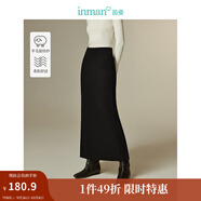 茵曼（INMAN）開(kāi)叉直筒包臀半身裙2025春秋季女裝新款優(yōu)雅顯瘦針織一步裙 黑色 M