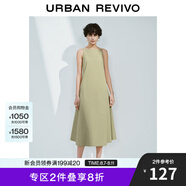 UR2025春季新款女裝法式氣質(zhì)后拉鏈收腰無袖連衣裙UWM750031 卡其綠 XL