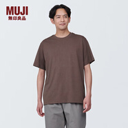無印良品（MUJI）男式 天竺編織 圓領(lǐng)短袖T恤男士打底衫男裝男款夏季純色上衣 煙熏棕色AB1M0C4S M (170/92A)