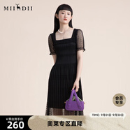 謎底2022夏季新款高端復古收腰連衣裙蕾絲長(cháng)裙晚禮裙222GL0701 黑色花 S