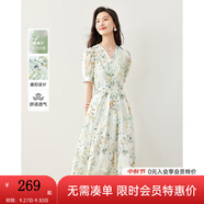 梵希蔓法式萊賽爾茶歇連衣裙女2025年夏季新款高級(jí)感碎花氣質(zhì)裙子 M6929 綠花色 M