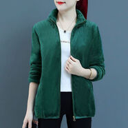 俞兆林（YUZHAOLIN）雙面法蘭絨毛毛外套女短款珊瑚絨2025秋冬加厚保暖抓絨上衣女衛衣 綠色 女裝  暖暖毛 XL 建議90-110斤