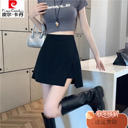 皮爾卡丹高腰A字短裙胖妹妹顯瘦設計感夏裝大碼閨蜜裝西裝半身裙 黑色短款版網(wǎng)紅炸街/今年流行/ 3XL 【建議160-180斤】