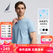 諾帝卡（NAUTICA）男裝春夏新款舒適親膚透氣涼感休閑短袖圓領(lǐng)T恤男TE4102-N 淺藍色406 L