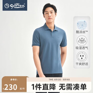 金利來【酷派絲/涼感】春夏男士短袖吸濕排汗翻領(lǐng)T恤 灰藍(lán)-65 XXL 