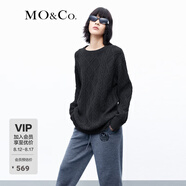MO&Co.【×牦牛絨】毛衣連衣裙氣質(zhì)高端裙子附裝飾領(lǐng)女 炭黑色 XS 155
