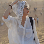 微光里洋氣高端別致襯衣2025新款秋季蕾絲鏤空連帽設計感襯衫防曬薄外套 蕾絲鏤空連帽襯衫【白色 S】 80-95斤