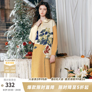 兩三事油畫(huà)針織毛衣裙女2025春季新款長(cháng)袖連衣裙裙子香漫輕語(yǔ) 黃色-y S