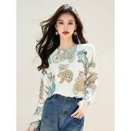 卡伊莎（KAYISHA）2025年秋季創(chuàng  )意立體釘珠圖案套頭顯瘦長(cháng)袖針織衫上衣女 圖色 M