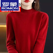 羅蒙（ROMON）高檔新款羊毛衫女秋冬半高領(lǐng)針織套頭寬松保暖加厚毛衣打底衫 酒紅 2XL 建議125-135斤