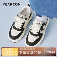 意爾康女鞋運(yùn)動(dòng)板鞋女新款小白鞋厚底增高休閑鞋子女 05822W 米/黑 36