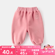 嘟嘟家兒童褲子冬裝男童冬季保暖長(zhǎng)褲女童加絨休閑褲寶寶加厚束腳褲冬款 粉色 80