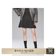 歐時(shí)力OCHIRLY 秘魯羊駝毛毛織半身裙荷葉邊高腰短裙0秋冬新品 灰色030 S