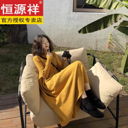 恒源祥法式長(zhǎng)款過膝毛衣裙子2025年新款小香風(fēng)內(nèi)搭打底針織連衣裙女秋冬 姜黃色【長(zhǎng)款】 S