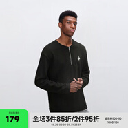 CHINISM CH赤塵幸運之符華夫格亨利領(lǐng)長(cháng)袖T恤男秋季潮流休閑上衣美式內搭 黑色 S