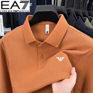 Emporio Armani EA7阿瑪尼長(zhǎng)袖t恤男士春秋季新款商務(wù)休閑棉體恤中青年P(guān)olo衫 A-24545愛瑪橙 2XL 180(適合體重150-170斤)
