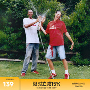 CHINISM CH赤塵美式休閑印花涼感短袖T恤男夏季涼感速干幸運(yùn)之符情侶上衣 紅色 L
