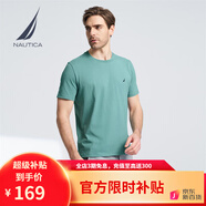 諾帝卡（NAUTICA）【單件直降】男裝夏季款無憂搭休閑男女同款純棉短袖T恤TE2101 O4101藍(lán)綠4AR M